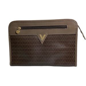 Mario Valentino Vintage Brown V-Pattern Clutch